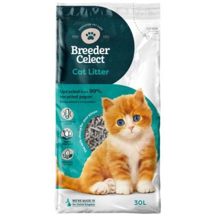 Breeder Celect cat litter - recycled paper pellets 30lt x 2